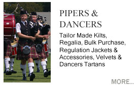 Scottish Dancers & Pipers Dancers Tartans and Velvets Hose Rain-capes Doublets Sporrans Gaiters Spats